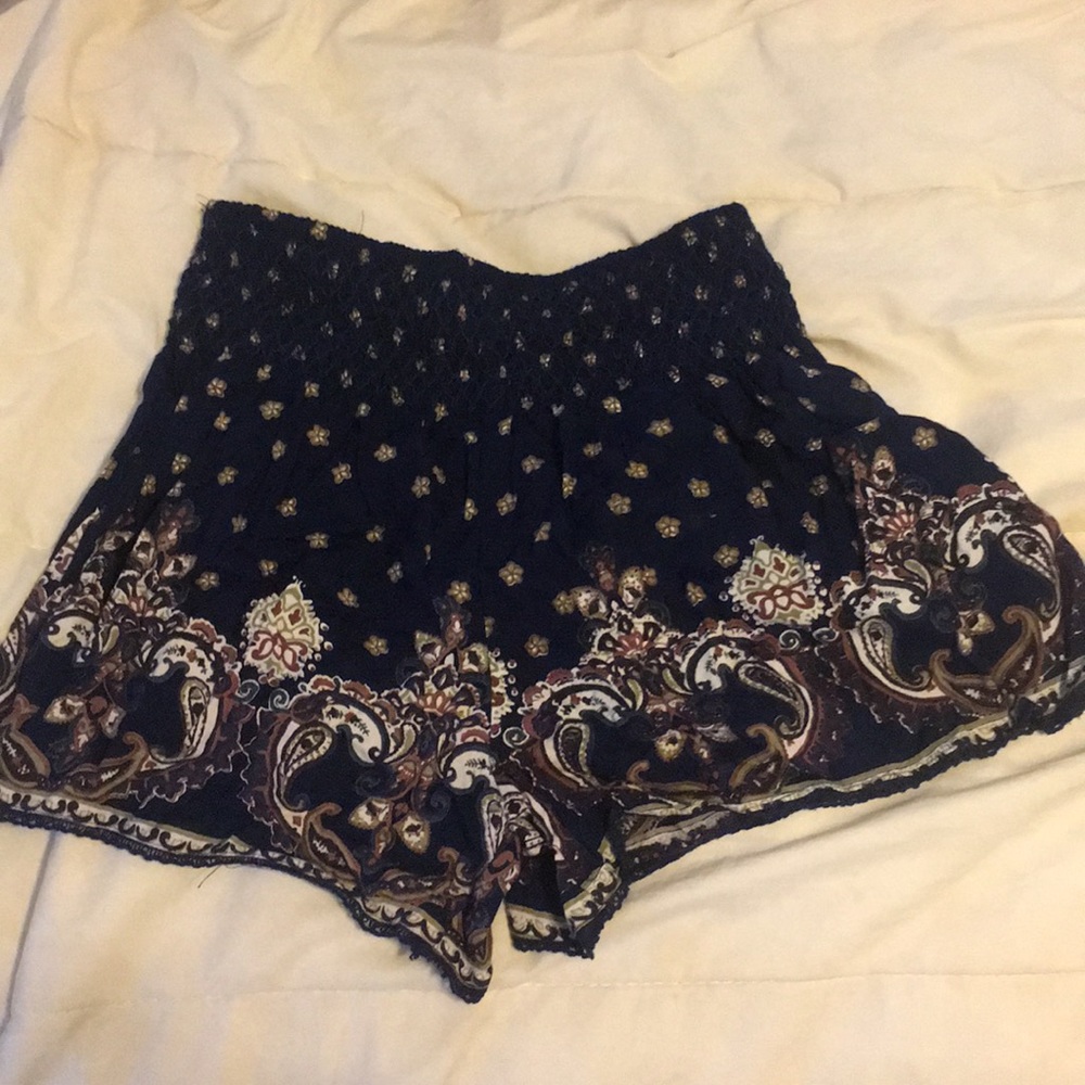 Navy Paisley Flowy Shorts